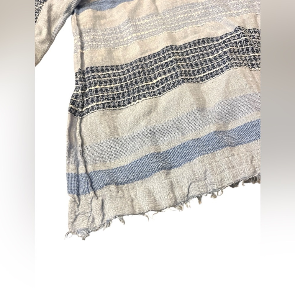 Anthropologie Cloth and Stone Linen Bella Dahl 3/4 sleeve Frayed Hem Top Sz M - Picture 5 of 9